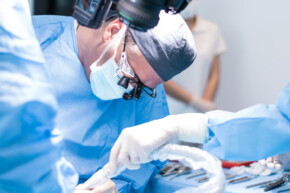 Dentist performing procedure